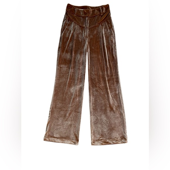 Stella Pardo High Waist Wide Leg Velour Camel Velour Size Small NWT MSRP$250‎ - Picture 6 of 13